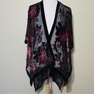 Velvet Burnout Floral Kimono Dark Romantic Whimsigoth